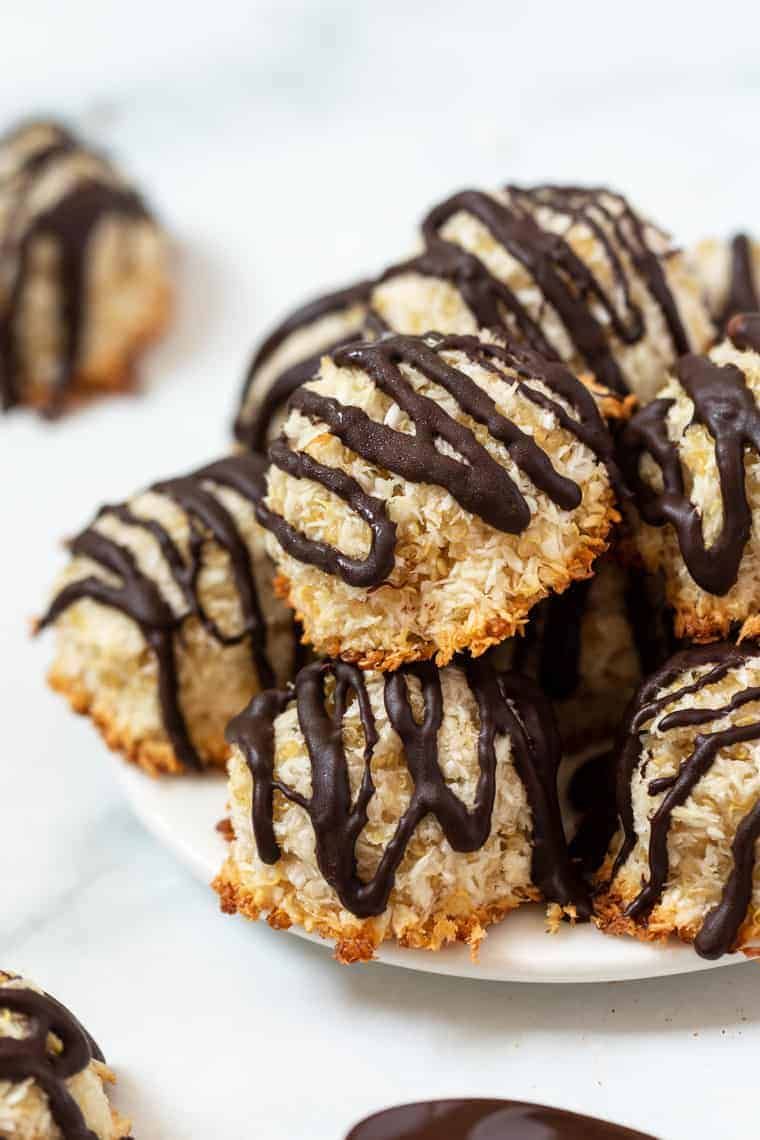 Coconut macaroons drizzled with chocolate
